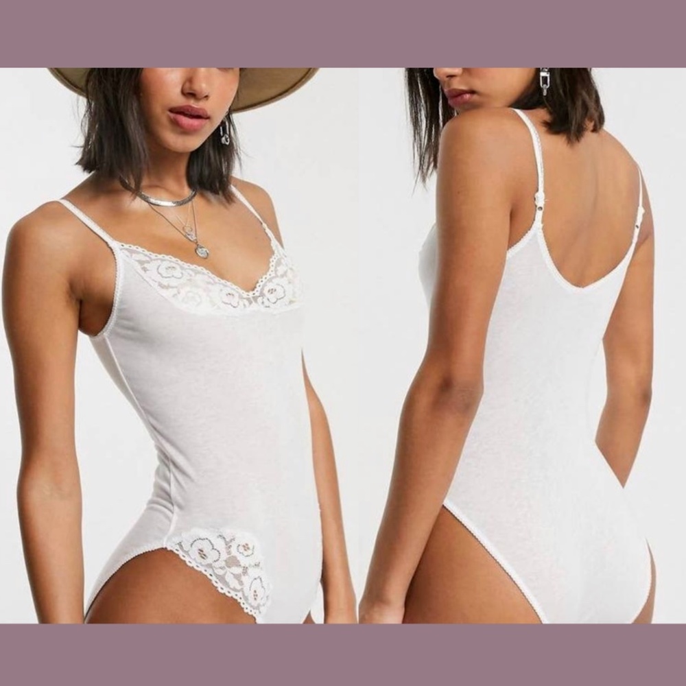 NEW Free People Intimately FP [ Small‎ ] Side of Sass Lace Trim Bodysuit - Picture 2 of 12